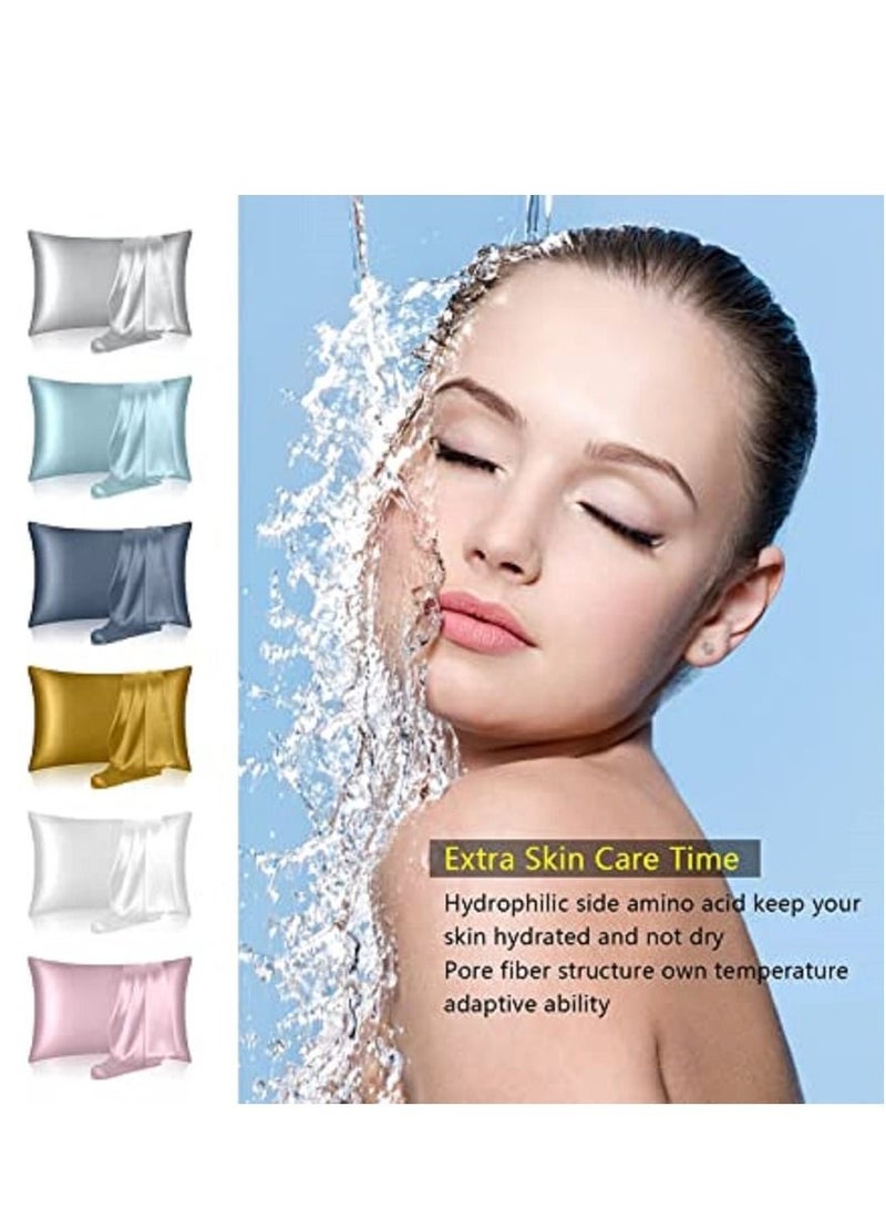 SMILEE 100% Pure Mulberry Queen Pillowcase 2-Piece （Pink） - Image 3