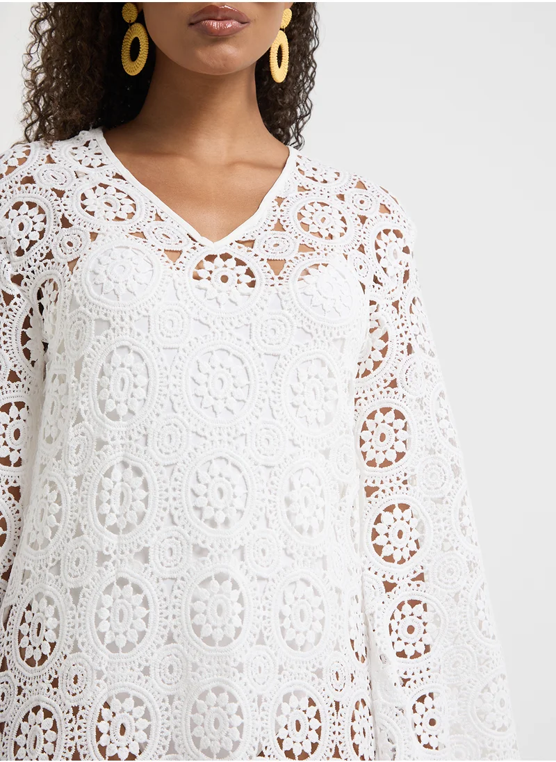 Ginger Openwork Crochet A Line Beach Dress