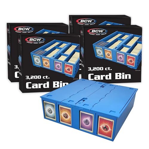 BCW Collectible Card Bin 4Pack Blue Holds 3200 Cards Each Includes 4 Dividers Per Bin Storage for Pokmon MTG Sports Cards - Image 1