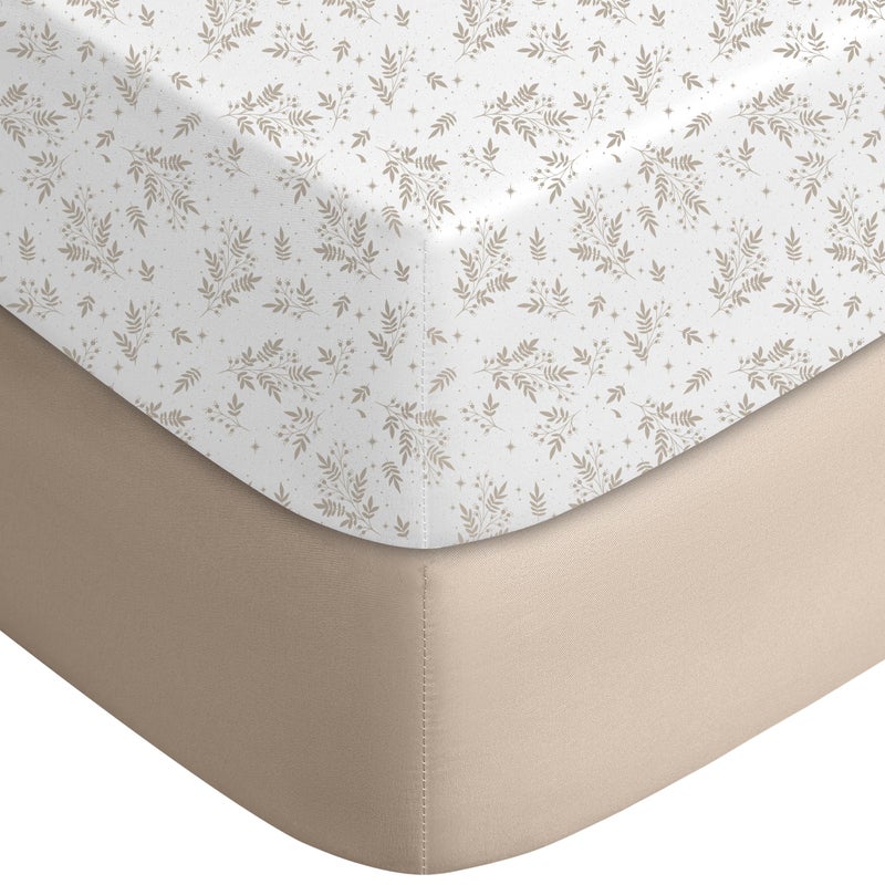 Yoofoss Baby Crib Sheets for Boys Girls Fitted Crib Sheet 2 Pack for Standard Crib and Toddler Mattress Super Soft Microfiber Baby Sheet 28x52x8inBrownLeaf - Image 3