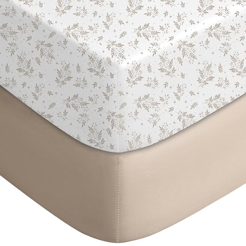 Yoofoss Baby Crib Sheets for Boys Girls Fitted Crib Sheet 2 Pack for Standard Crib and Toddler Mattress Super Soft Microfiber Baby Sheet 28x52x8inBrownLeaf - Image 1