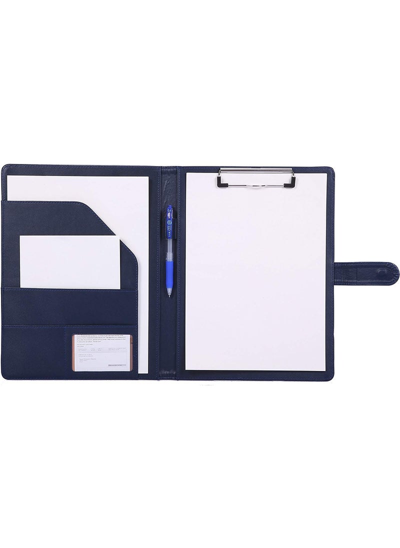 Mymazn Padfolio Clipboard Folder Portfolio, Mymazn Faux Leather Folder Storage Clipboard with Cover for 8.5 x 11 Legal Pad A4 Refillable Folio Conference Writing Notepad (Blue)  - Image 1