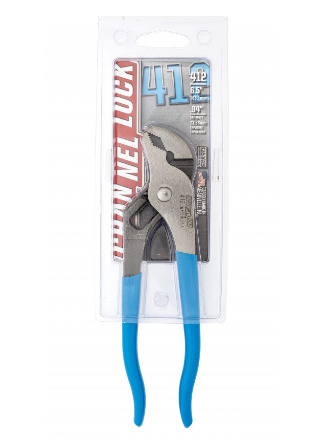 CHANNELLOCK 412 6.5-inch V-Jaw Tongue & Groove Pliers | Made in USA | 0.94-inch Jaw Capacity | Forged High Carbon Steel | More Points of Contact on Round Stock , Polished - Image 2