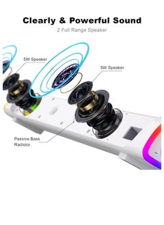 RATSAW Bluetooth Computer Speakers Sound Bar Wired USB Powered 6 Modes LED RGB Lights with All in One Control Button Surround Sound Portable Sound Bar for PC Desktop Monitor Phone White  - Image 2