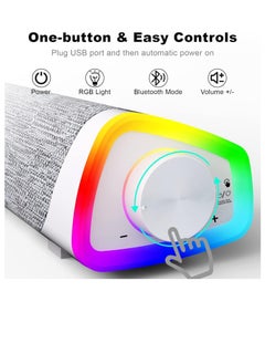 RATSAW Bluetooth Computer Speakers Sound Bar Wired USB Powered 6 Modes LED RGB Lights with All in One Control Button Surround Sound Portable Sound Bar for PC Desktop Monitor Phone White  - Image 3