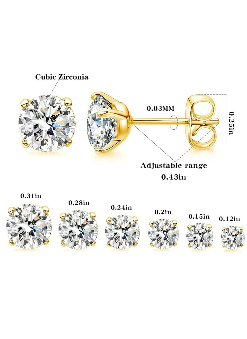 Huitich Gold Colour Plated Cubic Zirconia Stud Earrings Set 5 Pairs  - Image 5