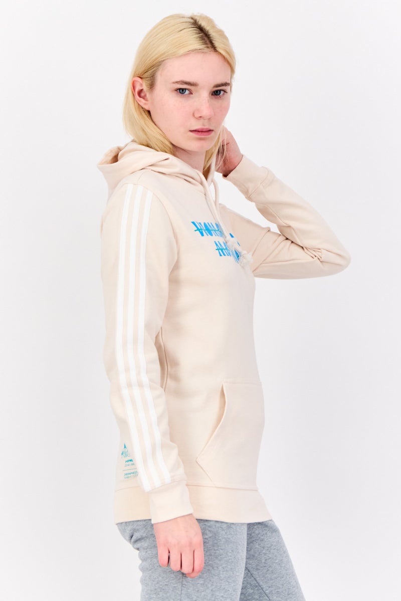 adidas Originals Women Sportswear Fit Long Sleeves Outdoor Hoodie, Cream  - Image 3