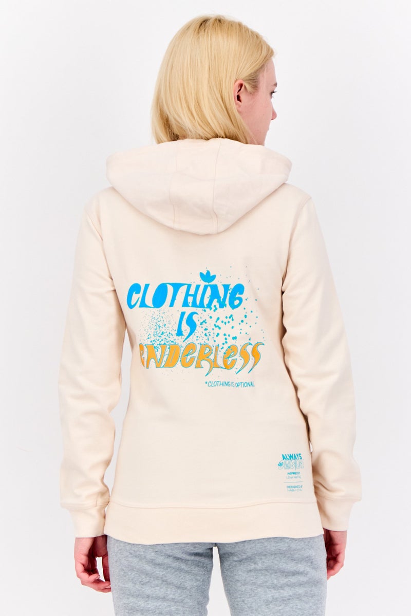 adidas Originals Women Sportswear Fit Long Sleeves Outdoor Hoodie, Cream  - Image 2