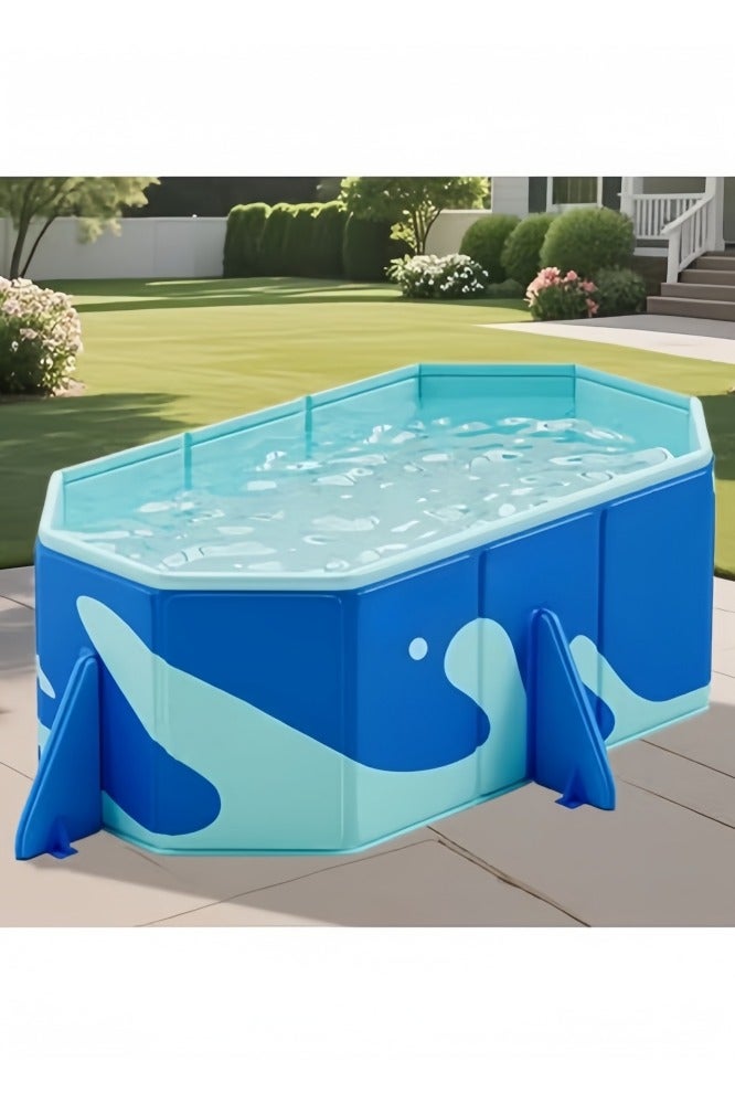 GGEROU Folding Swimming Pool,Non-Inflatable Pool,Oversized Family Pool,Portable Swimming Pool,for Indoor,Outdoor,Garden,Summer Water Party,Give Swimming Ring(156 * 116 * 46cm) - Image 5