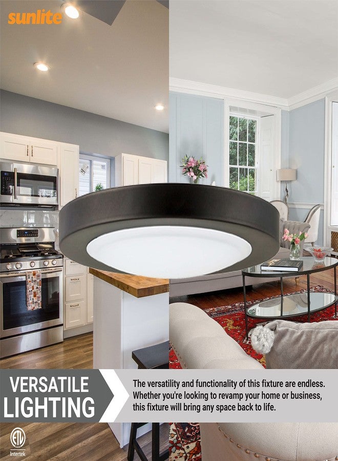 Sunlite LED 7" Round Mini Panel Light Fixture, 15W, 1000 Lmns, 30K/40K/50K Selectable CCT, Dimmable, Oil Rubbed Bronze Finish, 50,000 Hour Life Span, ETL Listed - Image 4