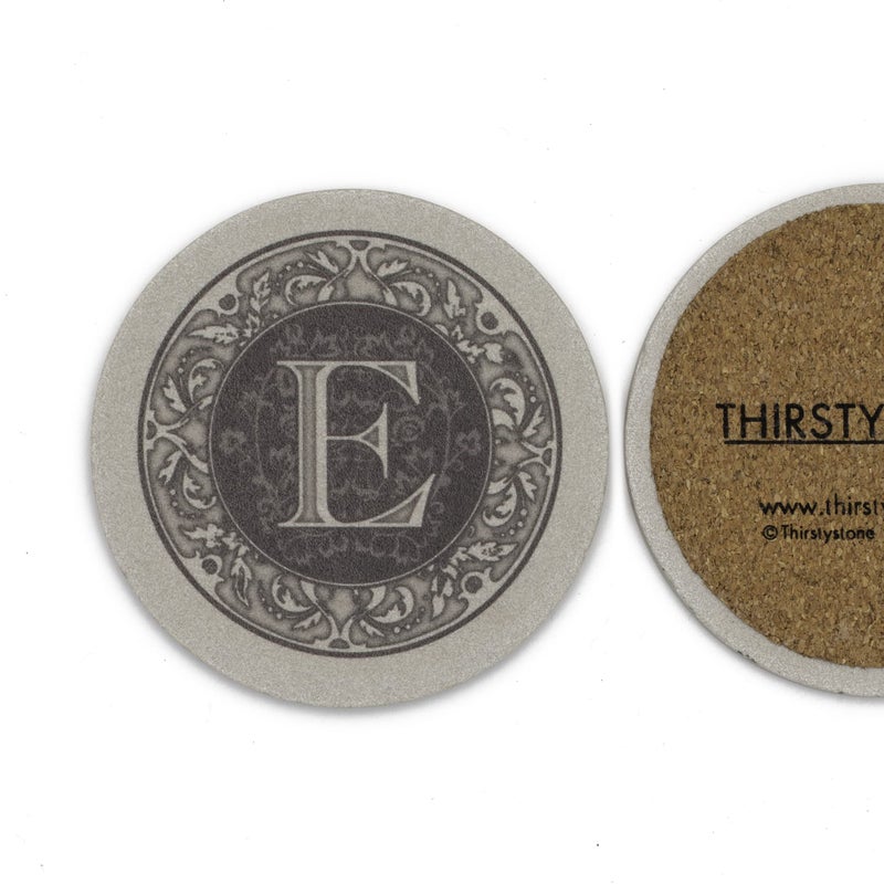 ثيريستي ستون خطاب واحد monogram من الحجر العطش E كوستر من الحجر الرملي الماص 4 عبوات مصنوعة في الولايات المتحدة الأمريكية المصممة مناديل تنظيف بسهولة - Image 3