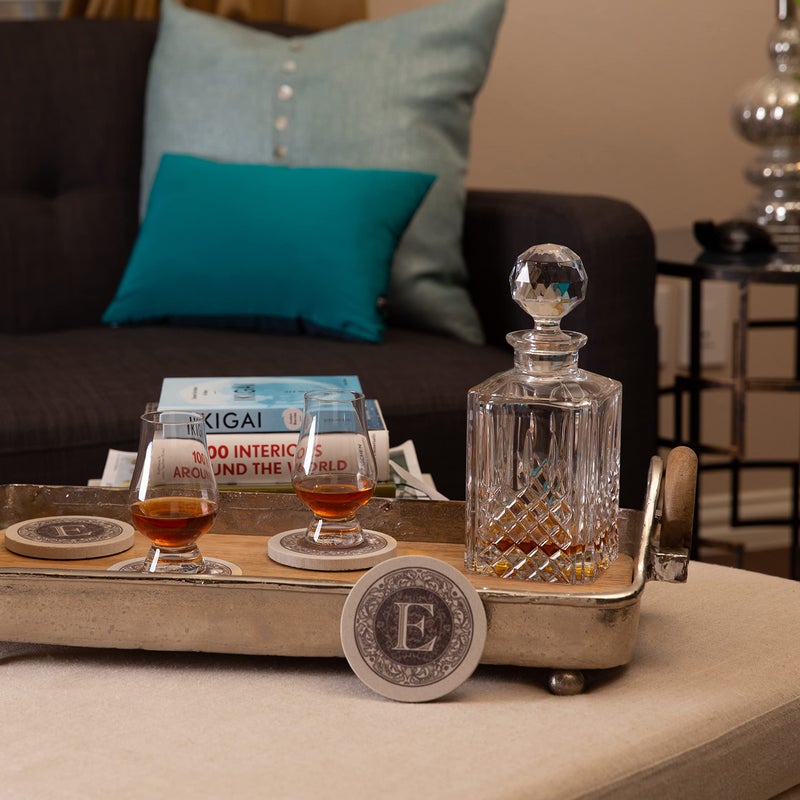 ثيريستي ستون خطاب واحد monogram من الحجر العطش E كوستر من الحجر الرملي الماص 4 عبوات مصنوعة في الولايات المتحدة الأمريكية المصممة مناديل تنظيف بسهولة - Image 5