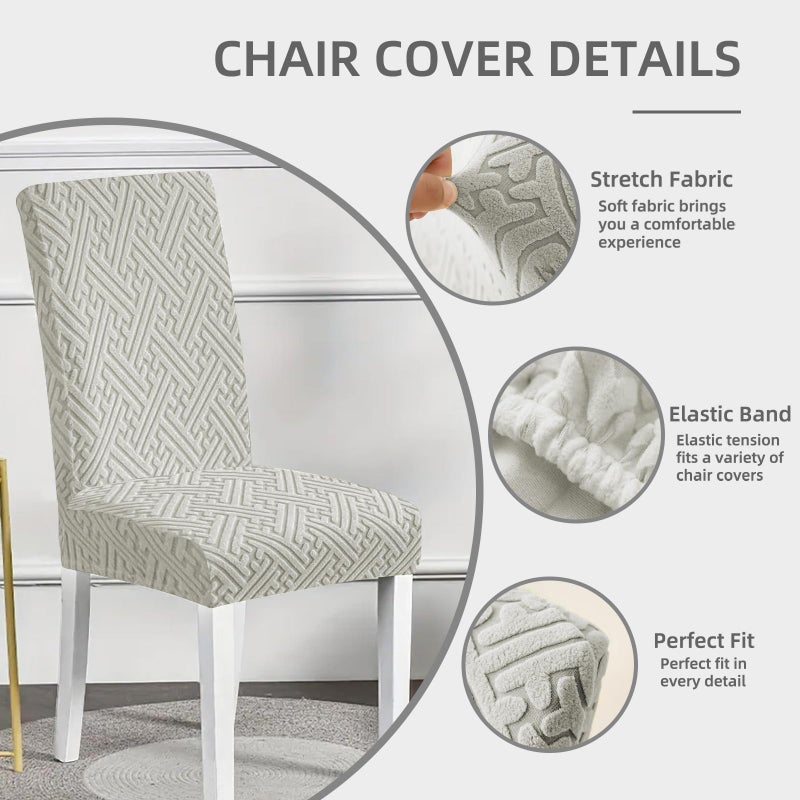 Promindflyplka Chair Covers for Dining Chairs, Stretch Jacquard Dining Chair Silpcovers Set of 6, Cat Scratch Resistant Washable Dining Chair Covers, Removable Chair Protectors for Dining Room, Kitchen, Hotel - Image 2