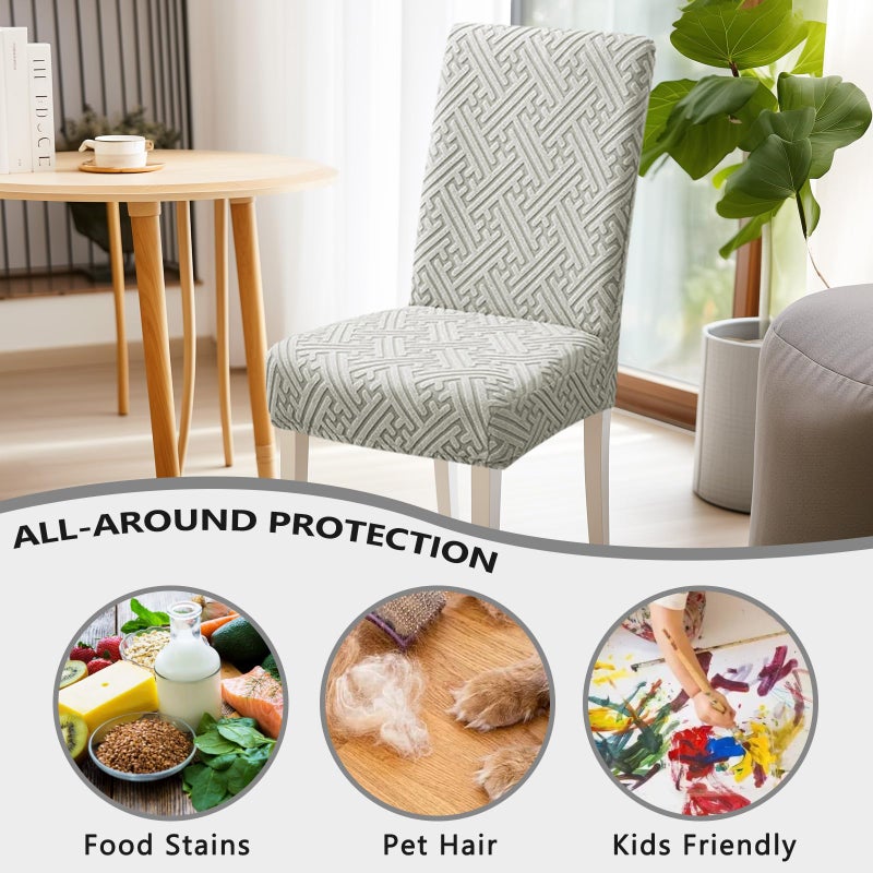 Promindflyplka Chair Covers for Dining Chairs, Stretch Jacquard Dining Chair Silpcovers Set of 6, Cat Scratch Resistant Washable Dining Chair Covers, Removable Chair Protectors for Dining Room, Kitchen, Hotel - Image 3