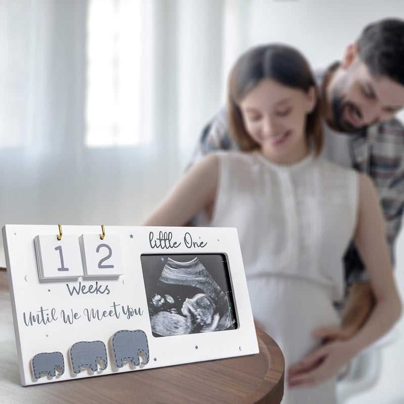 Sonogram Picture Frame, Ultrasound Photo Frame with Baby Countdown Weeks, Baby Announcement, Elephant Nursery Decor for Birth Information, Expecting Parents to be Unique Gifts for Pregnant Women - Image 4