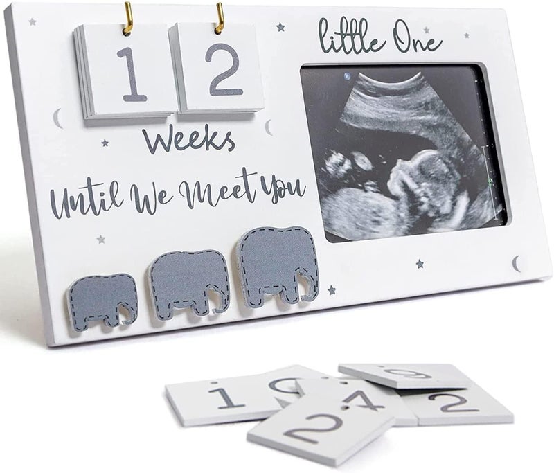 Sonogram Picture Frame, Ultrasound Photo Frame with Baby Countdown Weeks, Baby Announcement, Elephant Nursery Decor for Birth Information, Expecting Parents to be Unique Gifts for Pregnant Women - Image 1