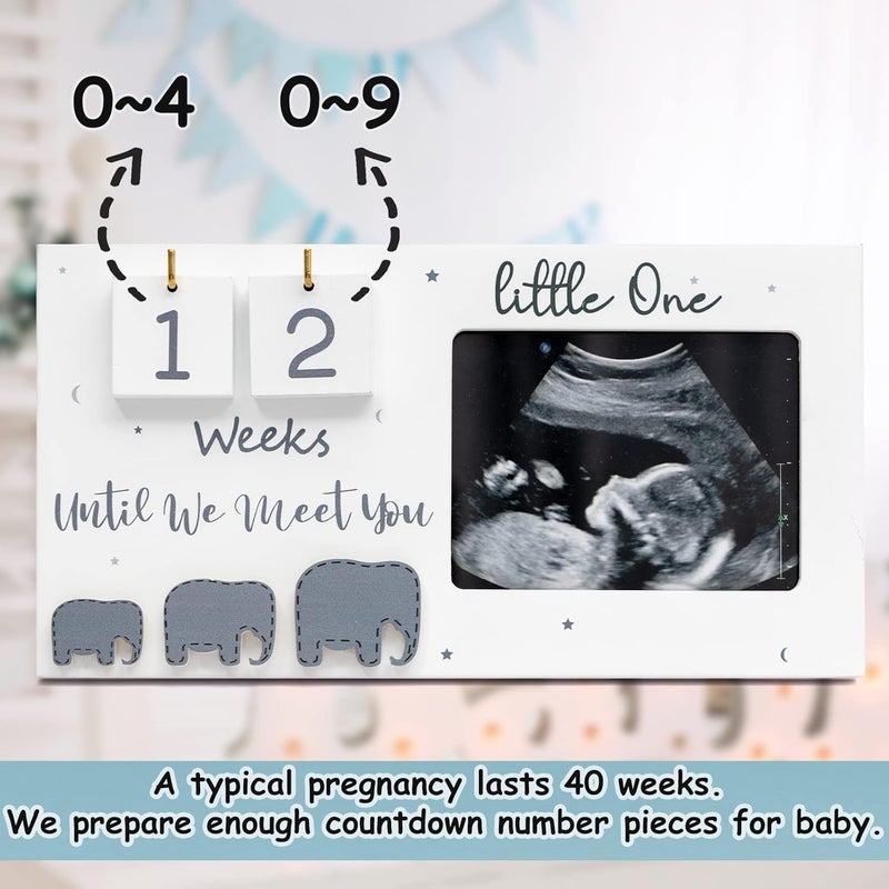 Sonogram Picture Frame, Ultrasound Photo Frame with Baby Countdown Weeks, Baby Announcement, Elephant Nursery Decor for Birth Information, Expecting Parents to be Unique Gifts for Pregnant Women - Image 5