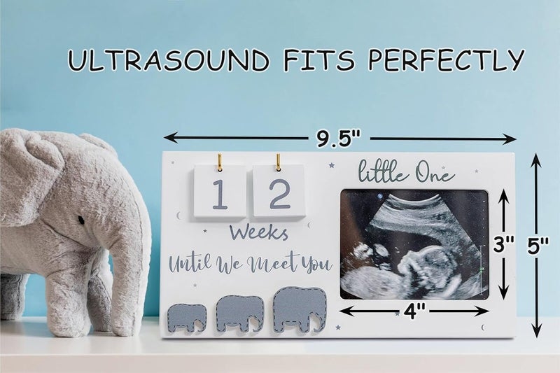 Sonogram Picture Frame, Ultrasound Photo Frame with Baby Countdown Weeks, Baby Announcement, Elephant Nursery Decor for Birth Information, Expecting Parents to be Unique Gifts for Pregnant Women - Image 2