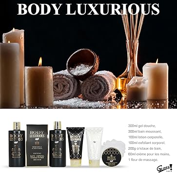 Gloss! Coffret Cadeau pour Femme Produits de Bain Vanille Tilleul Ide de Cadeau Original pour Femmes Idal Anniversaire Maman Panier de Beaut Soin et Bientre Body Luxurious Black by Gloss - Image 3