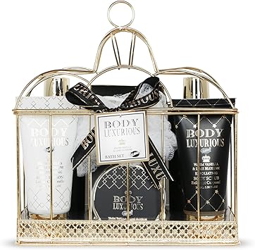 Gloss! Coffret Cadeau pour Femme Produits de Bain Vanille Tilleul Ide de Cadeau Original pour Femmes Idal Anniversaire Maman Panier de Beaut Soin et Bientre Body Luxurious Black by Gloss - Image 1
