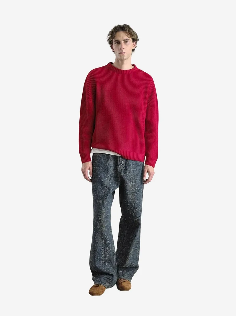 GIESTO Comfort Fit Ribbed Knit Crew Neck Sweater