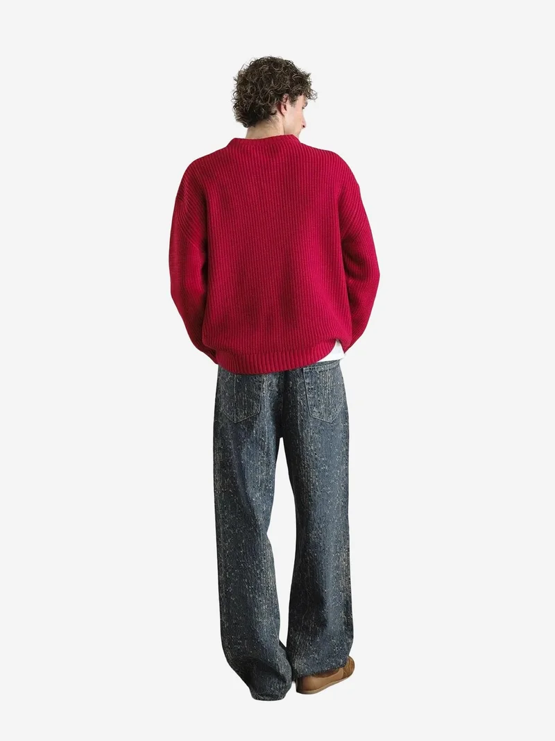 Giesto GIESTO Comfort Fit Ribbed Knit Crew Neck Sweater