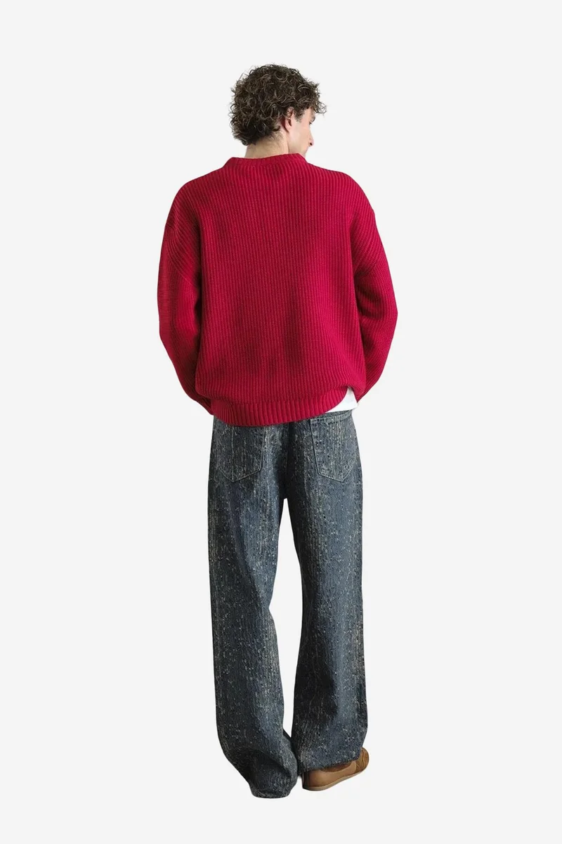 Giesto GIESTO Comfort Fit Ribbed Knit Crew Neck Sweater