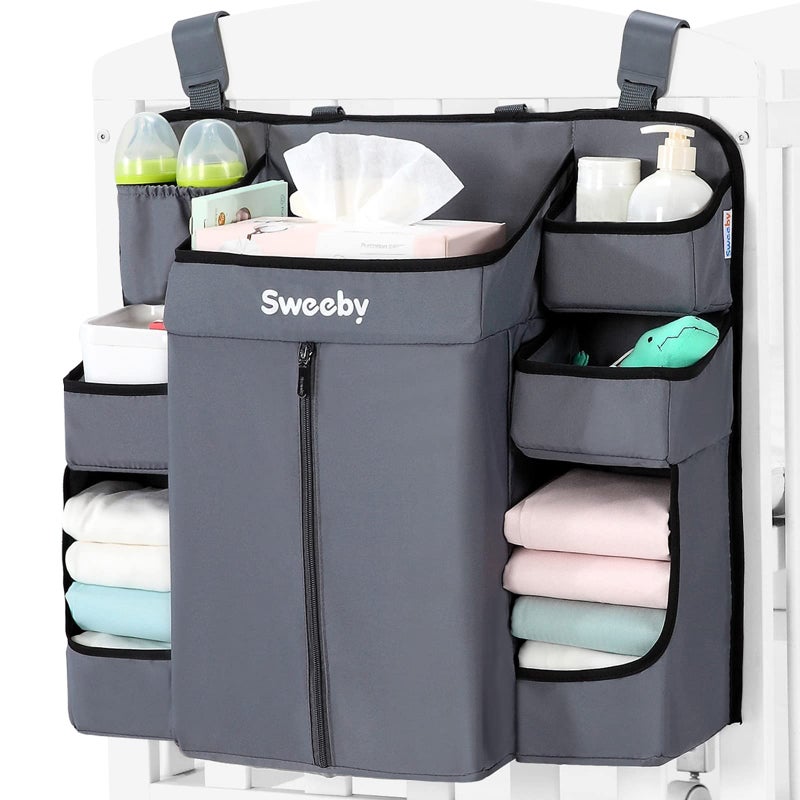 Sweeby Diaper Organizer for Changing Table and Crib Diaper Stacker Nursery Organizers for Cribs Hanging Diaper Caddy Organizer for Baby Essentials - Image 1