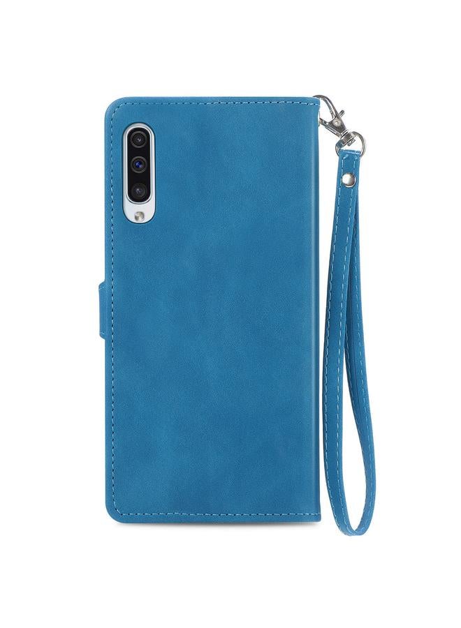 اس-توب جراب لهاتف Samsung Galaxy A50 مصنوع من الجلد بسحاب ونقشة زهور - Image 3