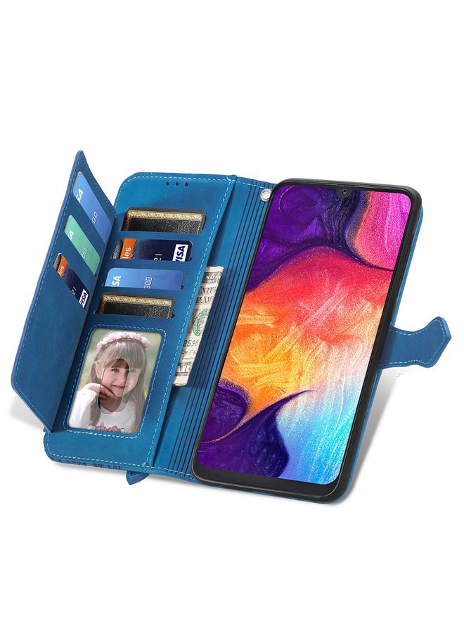 اس-توب جراب لهاتف Samsung Galaxy A50 مصنوع من الجلد بسحاب ونقشة زهور - Image 4