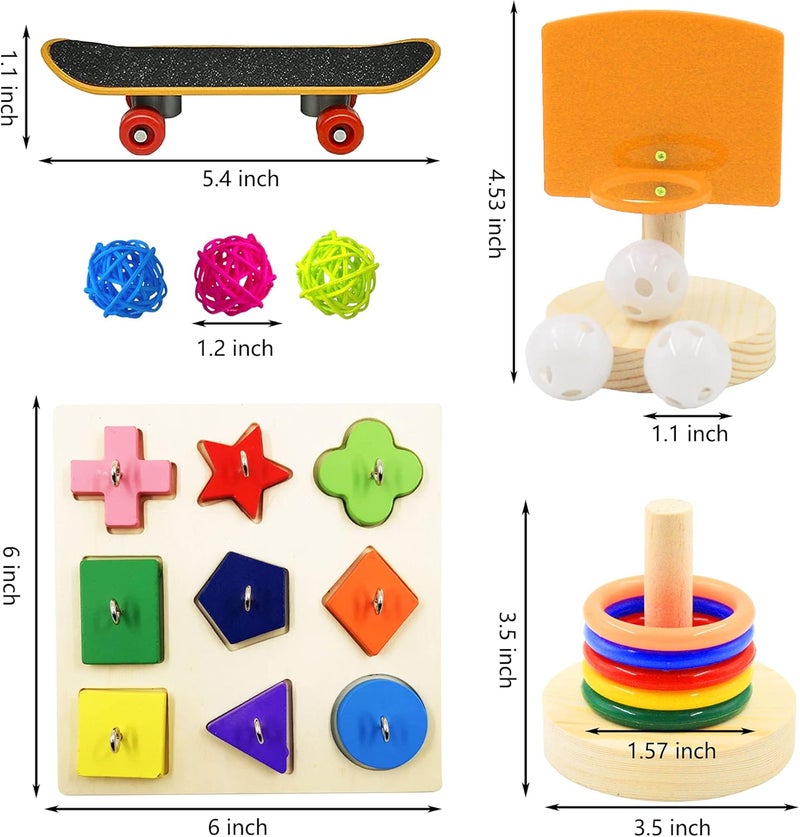 Saderoy 5 Packs Bird Toys Parrot Training Toys Parrot Wooden Block Puzzles Toy Bird Basketball Toy Small Sepak Takraw Bird Skateboard Bird Stacking Toy for Birds Parrot Training - Image 5