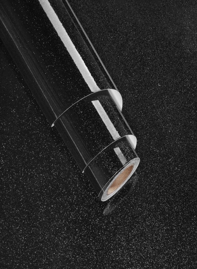 Wallderful Black Wallpaper Glossy Shiny Black Contact Paper for Countertops Waterproof Glitter Wall Paper Peel and Stick Modern Self Adhesive Wallpapers for Kitchen Bathroom Table Wall 15.75"x78" - Image 2