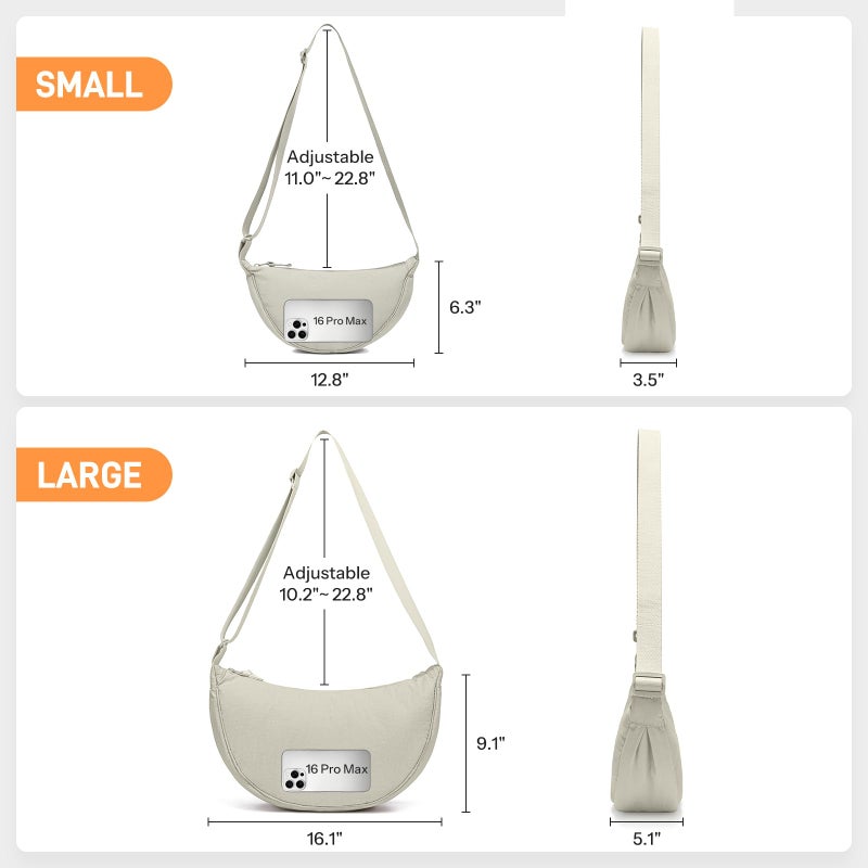 YIKOEE Crescent Bag for Women Men Small Sling Crossbody Bag with Half Moon Shape (Beige) - Image 2