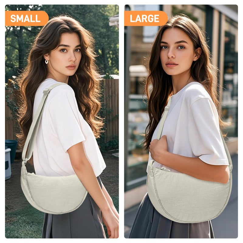 YIKOEE Crescent Bag for Women Men Small Sling Crossbody Bag with Half Moon Shape (Beige) - Image 3