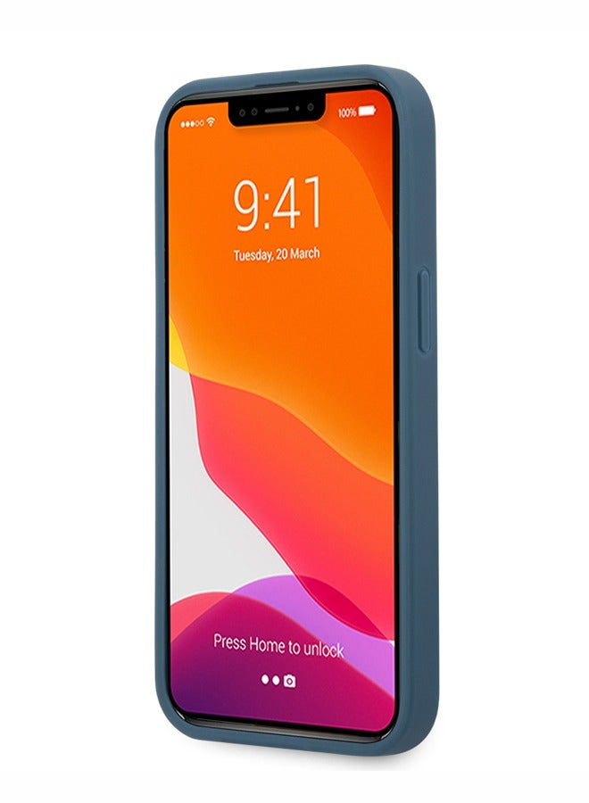 GUESS iPhone 13 Pro Case 6.1inch 4G PU Leather Back Cover with Printed Stripe / iPhone 13 protective cover - Blue - Image 5