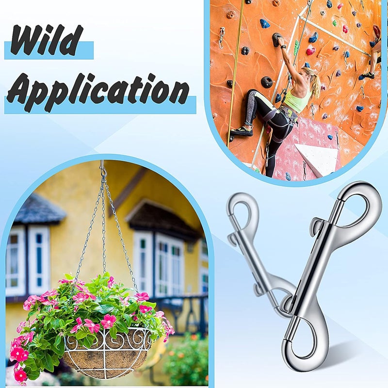 BBTO 12 Pieces Double Ended Bolt Snaps Hook Zinc Alloy Double Trigger Clips Home Pet Accessory for Linking Dog Leash Collar Leash Key Chain Horse Tack Pet Sling Feed Buckets (3.5 Inch) - Image 3