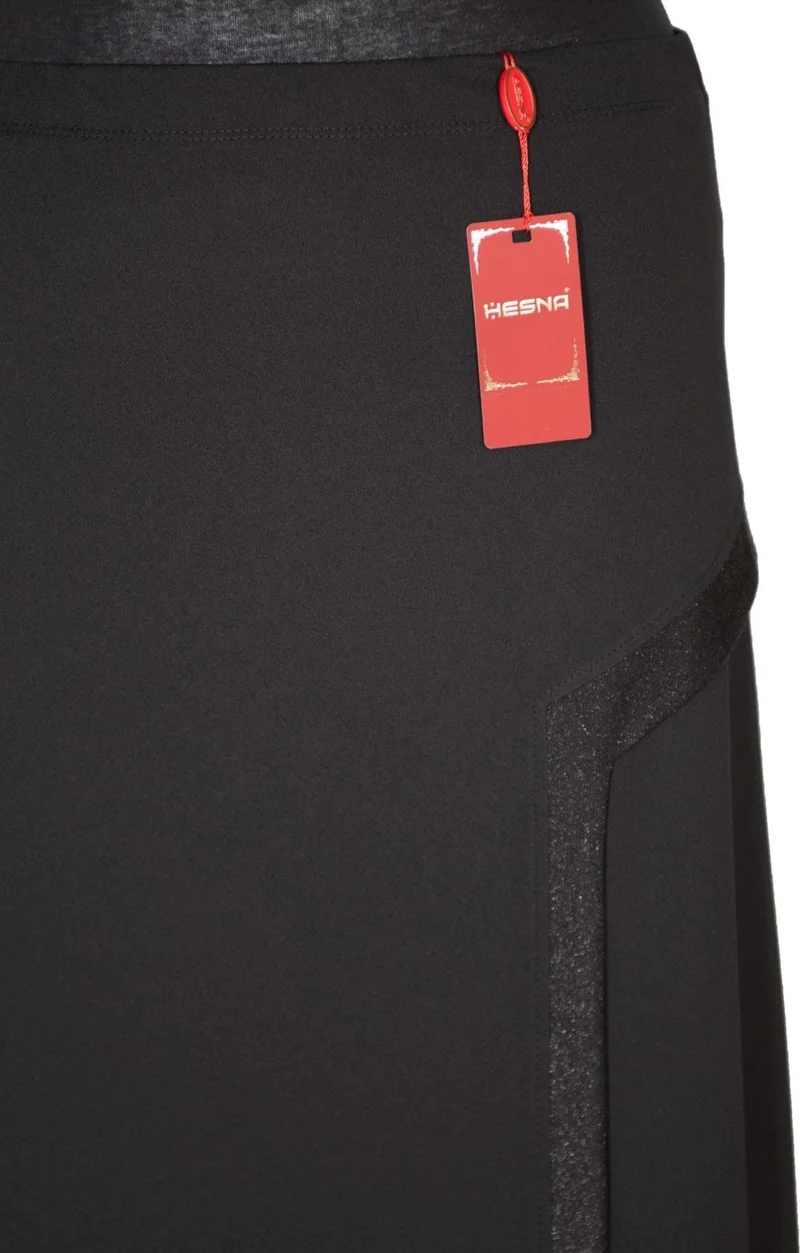 Hesna Women Talia Glitter Trim Lined Black Bell Skirt