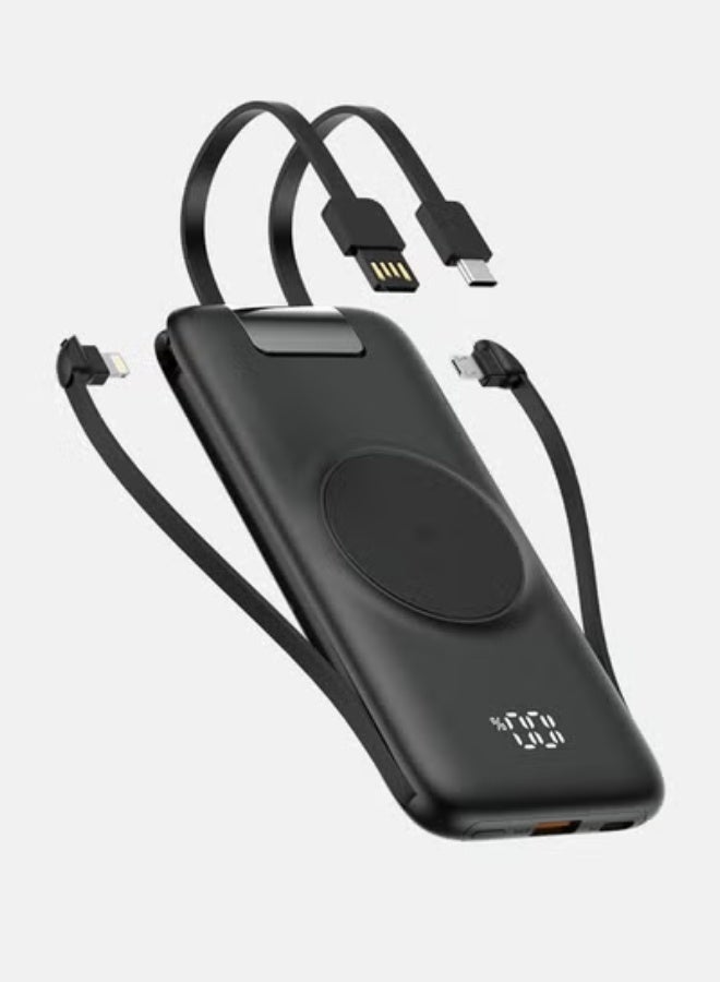 GULFLINK Large Capacity Portable Fast Charger Power Bank With Led Display Built in Cable 10000mah Black - Image 1