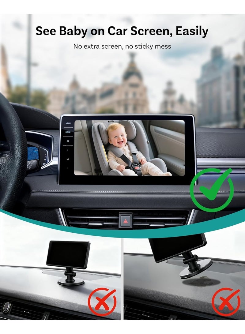 Ottocast Cabin Care 2026 Wireless CarPlay Adapter with 1080P Rear Seat Baby Monitor Camera, 150° Wide Angle HD View, Plug & Play USB-A, OEM Screen Display, Night Vision, Compatible with Factory Wired CarPlay Cars, Infants, Kids & Pets - Image 4