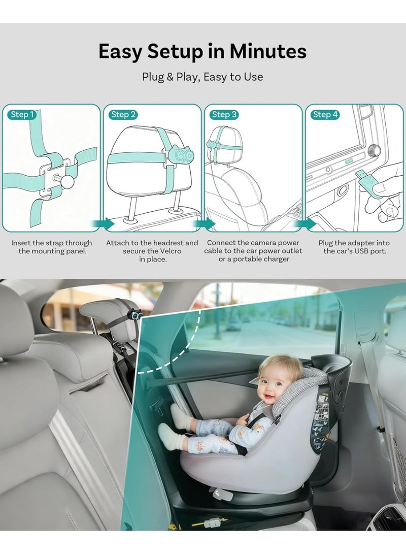 Ottocast Cabin Care 2026 Wireless CarPlay Adapter with 1080P Rear Seat Baby Monitor Camera, 150° Wide Angle HD View, Plug & Play USB-A, OEM Screen Display, Night Vision, Compatible with Factory Wired CarPlay Cars, Infants, Kids & Pets - Image 2