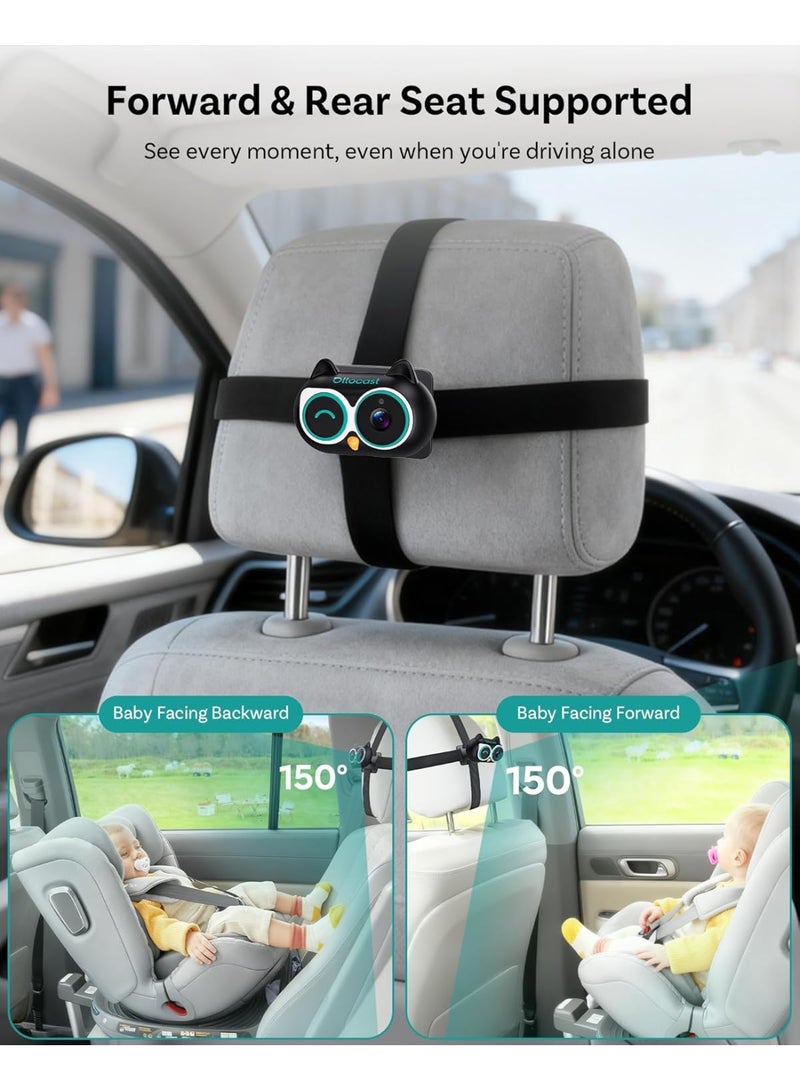 Ottocast Cabin Care 2026 Wireless CarPlay Adapter with 1080P Rear Seat Baby Monitor Camera, 150° Wide Angle HD View, Plug & Play USB-A, OEM Screen Display, Night Vision, Compatible with Factory Wired CarPlay Cars, Infants, Kids & Pets - Image 3