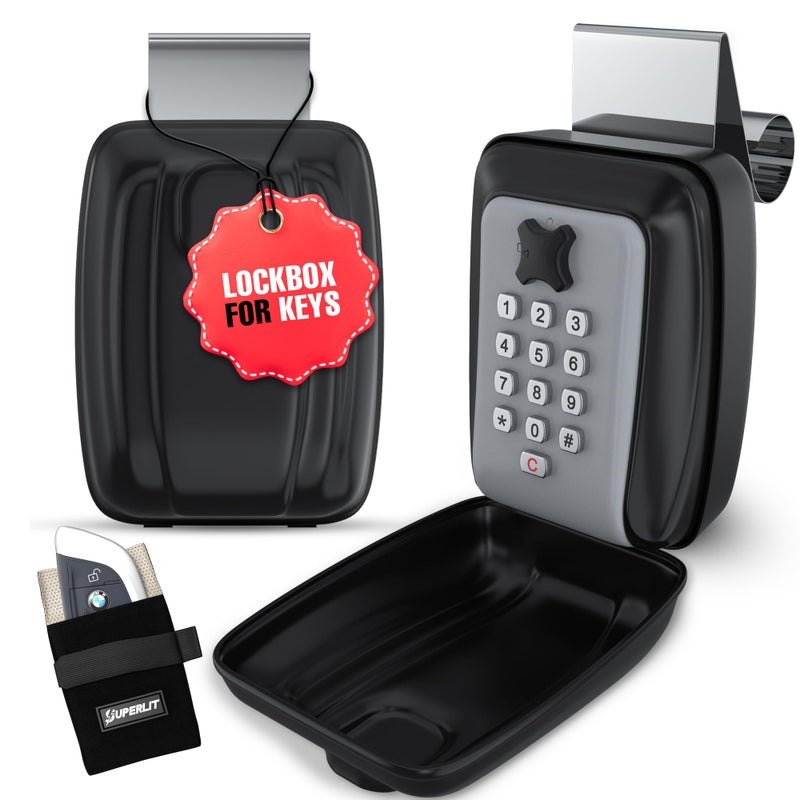 Superlit Car Lock Box - Turo Key Lock Box for Car Window for Rentals & Rideshare, anti-theft Car Device for Vehicles Waterproof Lockbox for Car Keys with RFID Signal Blocker Pouch - Standard - Image 1