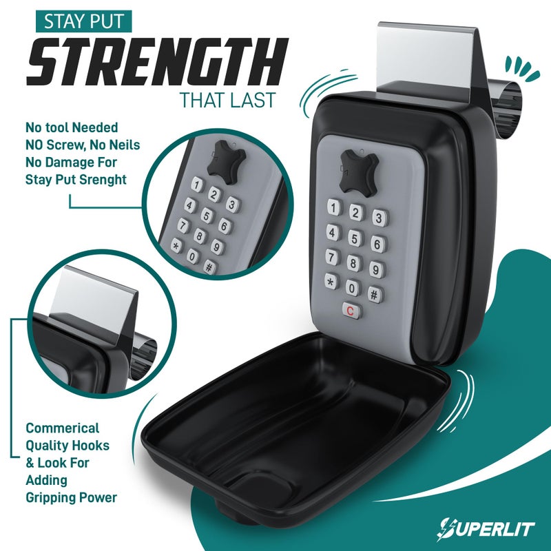 Superlit Car Lock Box - Turo Key Lock Box for Car Window for Rentals & Rideshare, anti-theft Car Device for Vehicles Waterproof Lockbox for Car Keys with RFID Signal Blocker Pouch - Standard - Image 2
