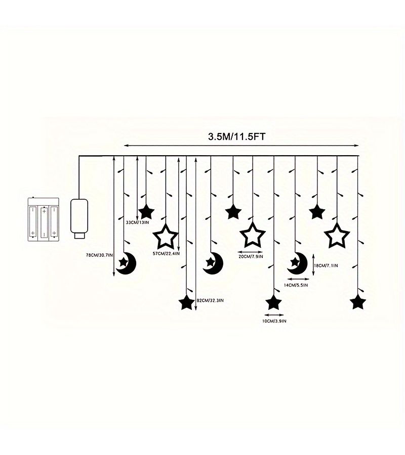 ضوء LED دافئ، ستارة ضوء نجوم خرافية بطول 3 أمتار، ديكور رومانسي للحفلات والحدائق - Image 3