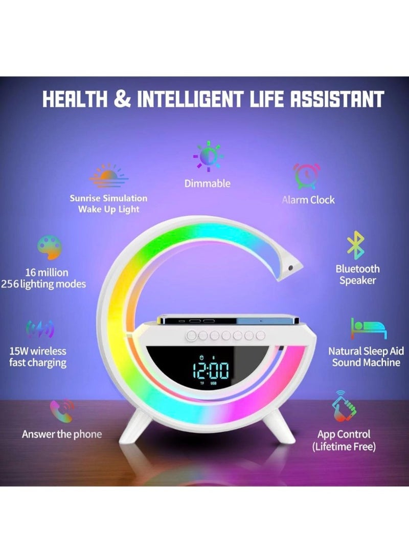 Table Lamp Lamp Rgb Smart Bluetooth Speaker Wireles Technology RGB Speaker Speaker Sound Box And Bluetooth Induction Charger Wireless Charging Night Light Ambient  - Image 3
