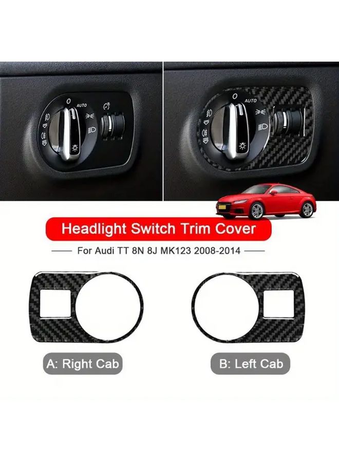 Carbon Fiber Car Headlight Switch Frame Cover Trim LHD Interior Sticker For Audi TT 8N 8J - Image 2