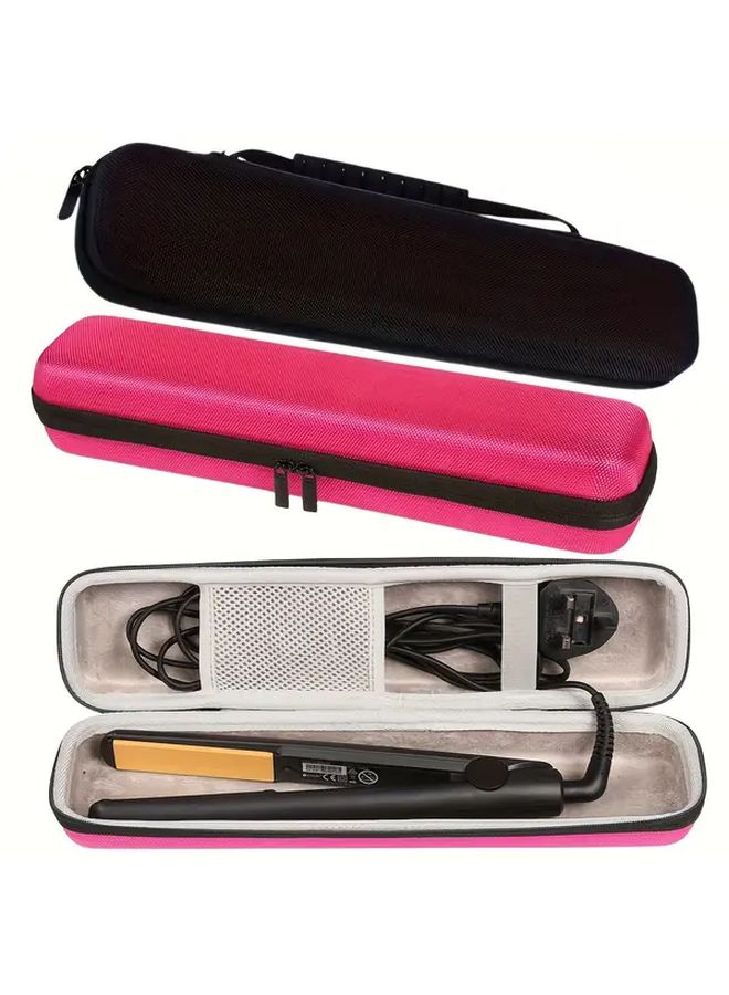 Peach Red 2pcs Hard Travel Bag For Hair Straightener Curling Styler Drop Proof EVA Case - Image 1
