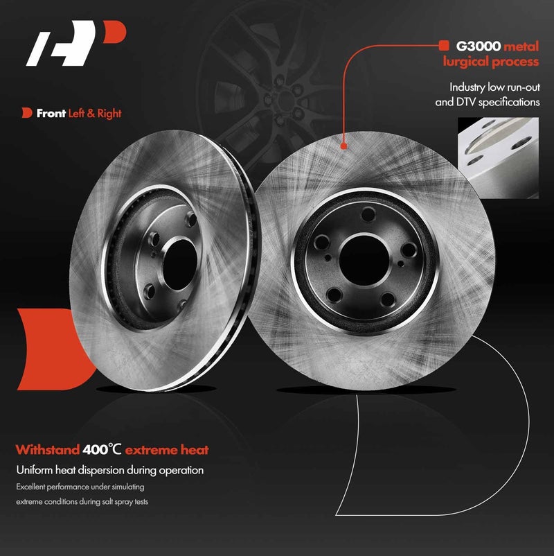 A-Premium 10.83 inch (275mm) Front Vented Disc Brake Rotors Compatible with Select Toyota, Scion and Pontiac Models - Corolla 2009-2019, Matrix 2009-2014, xD 2008-2014, Vibe 2009-2010, 2-PC Set - Image 3