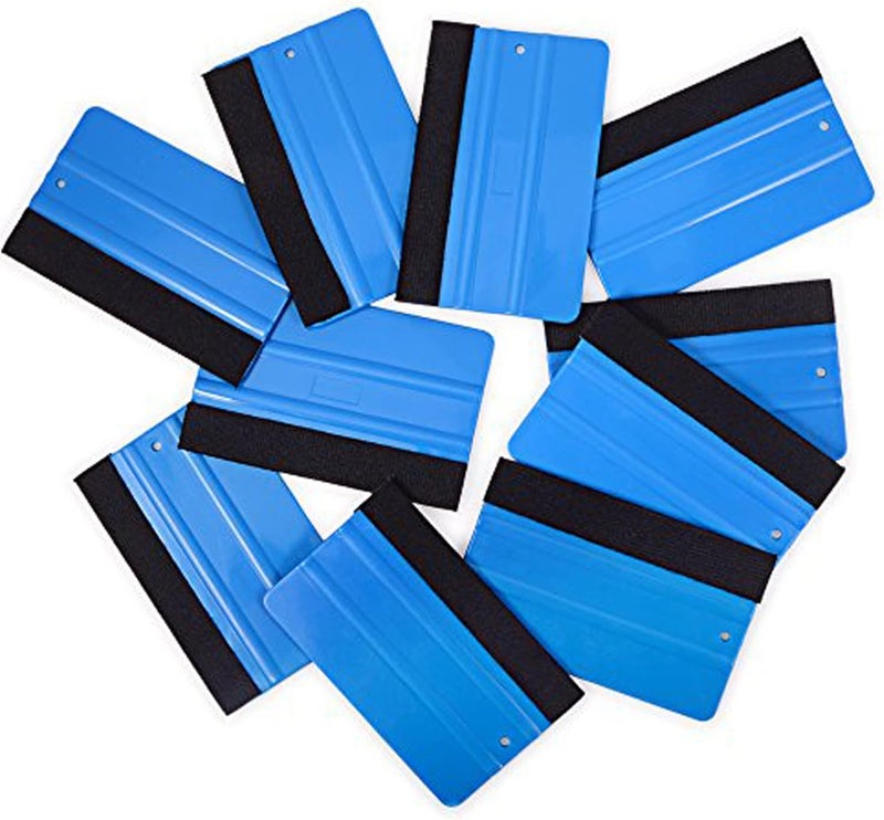 FOSHIO Blue Squeegee Vinyl Wrapping Carbon Fiber Felt Edge Squeegee Car Window Tinting Kitchen Cupboards Applicator Wrap Tool, Pack 10 Pcs. - Image 5