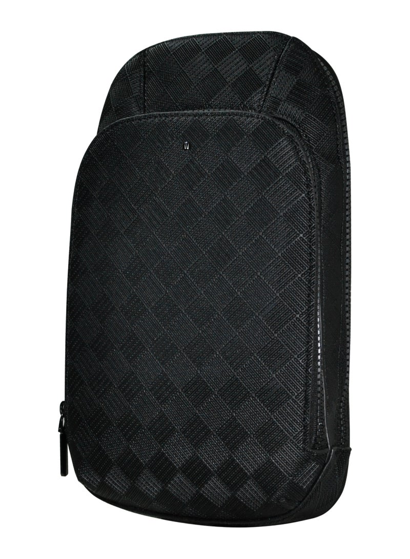 LEVELO Soho Leather Sling Bag / Designed PU Leather Finish / Interior Zipped Pocket / Elegant and Durable Bag - Black  - Image 1
